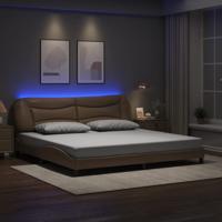 Bedframe met LED-verlichting kunstleer cappuccino 200x200 cm