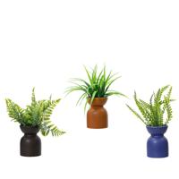 Decoris Kunstplant Groen In Pot Kunststof/aardewerk Dia8x23cm 3 Assorti - thumbnail