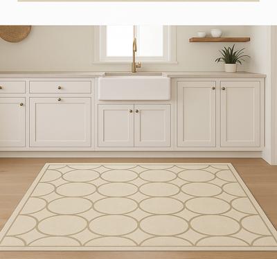 Zandbeige patroon vinyl vloerkleed keuken