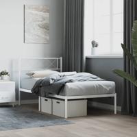 Bedframe met hoofdbord metaal wit 75 x 190 cm