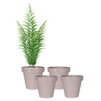 Pro Garden Bloempot - 4x - taupe - rond - D40 cm - kunststof - plantenpot - tuin buiten
