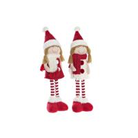 Decoratieve figuren DKD Home Decor Kerstmis Pop Polyester Meisjes (11 x 7 x 43 cm) (2 Stuks)