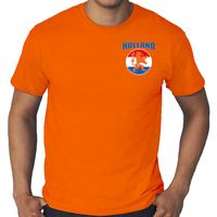 Grote maten Oranje shirt met vlag cirkel leeuw embleem op borst heren- Holland supporter shirt EK/WK - thumbnail