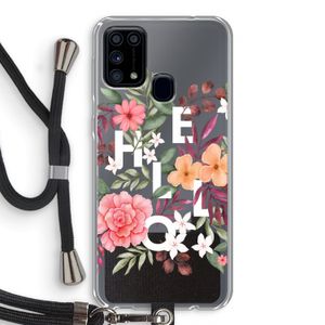 Hello in flowers: Samsung Galaxy M31 Transparant Hoesje met koord