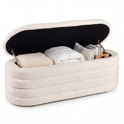 Opbergbank 108L Gestoffeerde Bank met 2 Veiligheidsgasveren Voetenbankje Kist met Opening aan de Bovenkant voor Hal en Slaapkamer Draagvermogen 300 kg