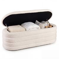 Opbergbank 108L Gestoffeerde Bank met 2 Veiligheidsgasveren Voetenbankje Kist met Opening aan de Bovenkant voor Hal en Slaapkamer Draagvermogen 300 kg