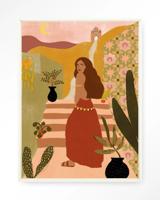 Urban Cotton Wandkleed 'Caribbean Night' 80 x 110cm in Floating Frame - off white