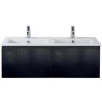 Frozen 3D Badmeubelset 120 cm - Greeplijst in Kleur - Zwart Mat - Keramische Wastafel Wit Dubbel 2 Kraangaten