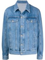 Balmain veste en jean à logo brodé - Bleu