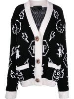 Philipp Plein cardigan à logo en jacquard - Noir