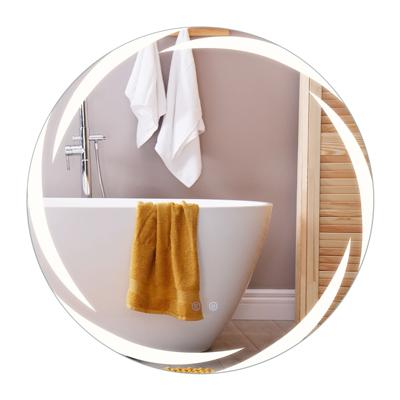 70 cm Ronde LED-Badkamerspiegel Explosieveilige Geharde Glazen Wandspiegel met 3 Kleurenverlichting en Anticondens