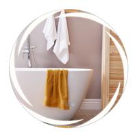 70 cm Ronde LED-Badkamerspiegel Explosieveilige Geharde Glazen Wandspiegel met 3 Kleurenverlichting en Anticondens