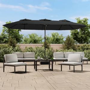 Parasol dubbel met LED 449x245 cm zwart