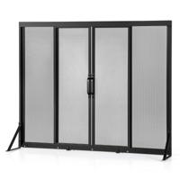 Kaminbescherming met Schuifdeuren Vrijstaande Haardveiligheid met Driehoekig Steunframe 96 x 79 cm
