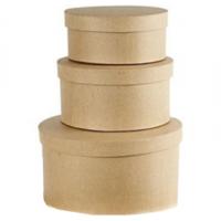 Ronde bruine hobby of opslag dozen set - in 3-formaten - 15/20/25 cm diameter