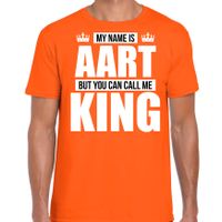 Naam cadeau t-shirt my name is Aart - but you can call me King oranje voor heren