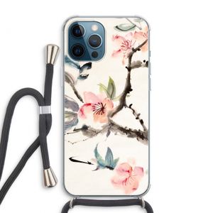 Japanse bloemen: iPhone 12 Pro Max Transparant Hoesje met koord