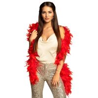 Boland Carnaval verkleed boa met veren - rood - 180 cm - 50 gram - Glitter and Glamour   - - thumbnail