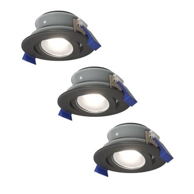 Set van 3 Lima LED inbouwspots - 5 Watt 400 lumen - 6000K daglicht wit - GU10 - Dimbaar - Rond - Kantelbaar - IP65 waterdicht - Zwart - Voor binnen, buiten en badkamer