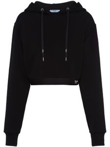 Prada hoodie crop à logo imprimé - Noir