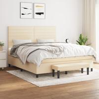 Boxspring met matras stof crèmekleurig 160x200 cm