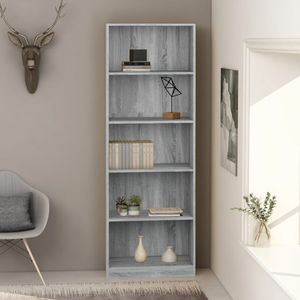 Boekenkast 60x24x175 cm bewerkt hout grijs sonoma eikenkleurig