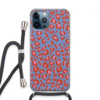 Leopard blue: iPhone 13 Pro Max Transparant Hoesje met koord