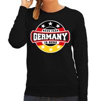 Have fear Germany is here / Duitsland supporter sweater zwart voor dames - thumbnail