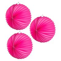 Lampion van papier - 6x - rond - fuchsia roze - Dia 22 cm - Versiering - thumbnail