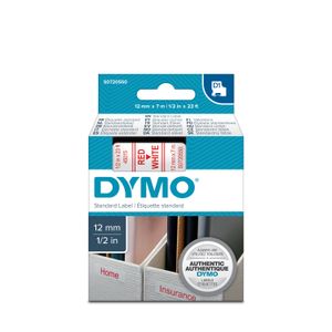 Dymo D1 standaardlabels rood op wit 12 x 7 mm printlint