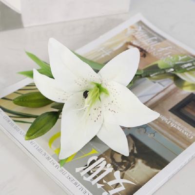 3 takken simulatie mini Lily kunststof nep bloem Home Decoratie fotografie bruiloft Supplies (wit)
