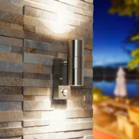 Set van 3 Wandlampen Jasmin - RVS - 6500K Daglicht Wit - 8 Watt 690 Lumen - Bewegingssensor en schemeringschakelaar - IP44 waterdicht - Up and Downlight voor buiten