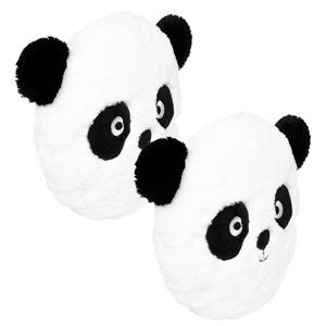 Dieren sierkussen kinderkamer - 2x - Panda beer zwart/wit - 27 cm - polyester