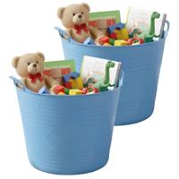 Storage solutions speelgoedmand - 2x - blauw - 27 l - kunststof - 42 x 35 cm - opbergmand