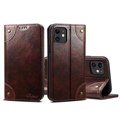 Voor iPhone 11 barok eenvoudige horizontale Flip lederen draagtas met houder & kaartsleuven & portemonnee (donker bruin)