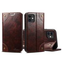 Voor iPhone 11 barok eenvoudige horizontale Flip lederen draagtas met houder & kaartsleuven & portemonnee (donker bruin)