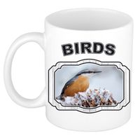 Dieren boomklever vogel beker - birds/ vogels mok wit 300 ml - thumbnail