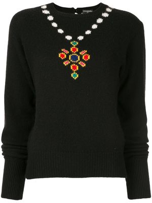 CHANEL Pre-Owned pull à motif intarsia - Noir