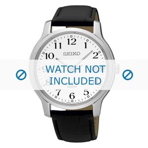 Horlogeband Seiko 7N42-0GE0 / SGEH69P1 / 4LR1JE Leder Zwart 20mm