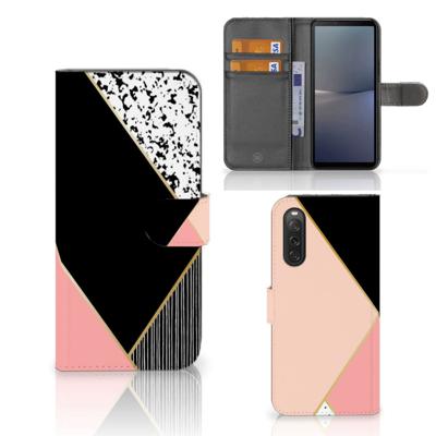 Sony Xperia 10 V | Book Case | Zwart Roze Vormen