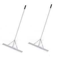 Twee Aluminium Tuinharken 91 cm Brede Kop Landschapshark met 174 cm Lange Steel en 36 Tanden Tuingereedschap