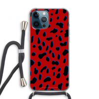 Red Leopard: iPhone 12 Pro Transparant Hoesje met koord
