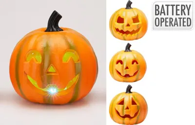 Halloween figuur spook pompoen led 20cm oranje