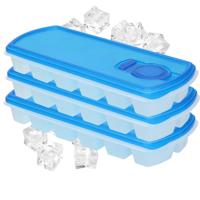 Plasticforte IJsblokjesvorm - 3x - met deksel - 12 ijsklontjes - kunststof - blauw