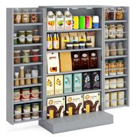 104 cm Hoge Voorraadkast Keukenkast met Deuren en Verstelbare Planken Vrijstaand Buffet-sideboard Grijs