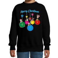 Kersttrui/sweater voor jongens/meisjes - zwart - rendiertjes - Merry Christmas