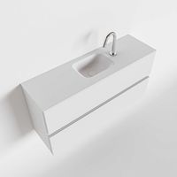 Toiletmeubel Mondiaz Ada | 100 cm | Meubelkleur Talc | Lex wastafel Talc Midden | 1 kraangat
