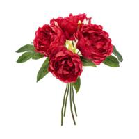 Atmosphera boeket van pioenrozen kunstbloemen - rood - hoogte 30 cm - rode bloemen - thumbnail