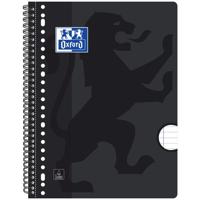 Collegeblok Oxford A4+ lijn 4-gaats 180 pagina&apos;s 80gr zwart | 5 stuks
