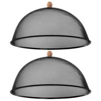 Esschert Design Luxe stevige vliegenkap/voedselkap - Set van 3x stuks - zwart - metaal - D43 x H21 c